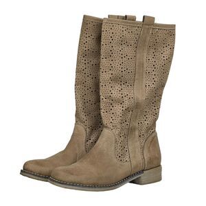 Eccellenza Donna Women's Slouchy Boot Perforated Brown Biker Leather Sz 36 Italy